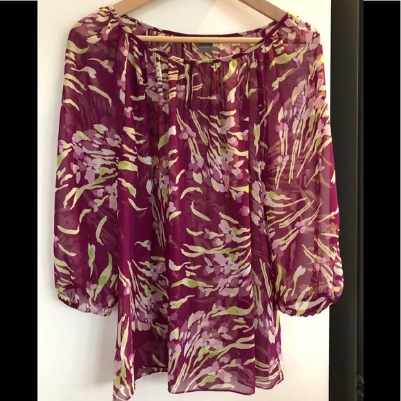 Sz10 Ann Taylor/ Loft sheer blouse - Picture 1 of 5